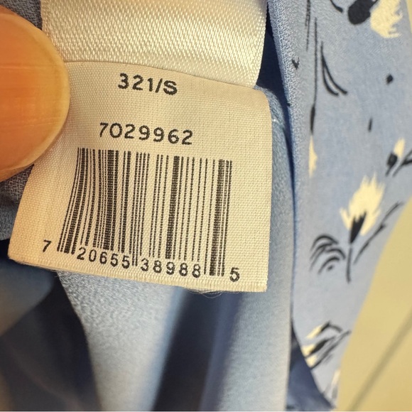 CeCe Womens Blue White Floral pleated Ruffle sleeve Summer Mini Dress size S - Picture 9 of 13